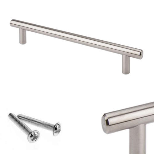Brushed steel bar handles - steel,